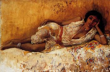 Edwin Lord Weeks : Moorish Girl Lying on a Couch: Rabat Morocco